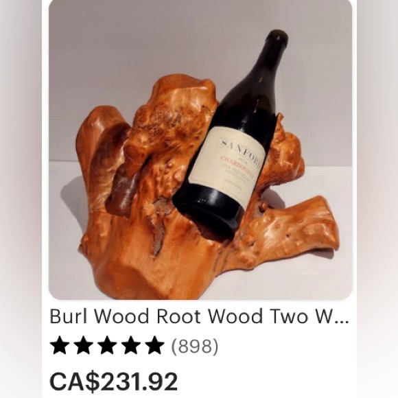 Burl Wood Bottle Cradle || Hand-Carved Root Sculptural - Picture 10 of 10